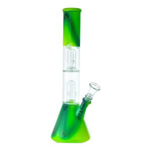 12" Assorted Color Serpentine Strokes Double Dome Beaker Water Pipe - [RJA99]