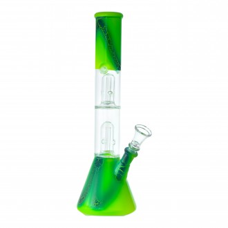 12" Assorted Color Serpentine Strokes Double Dome Beaker Water Pipe - [RJA99]