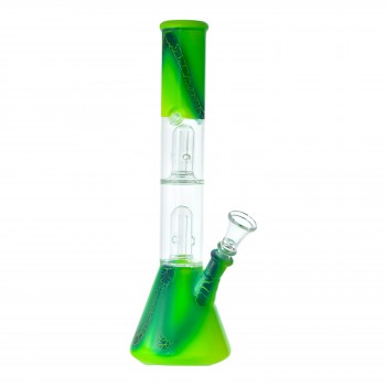 12" Assorted Color Serpentine Strokes Double Dome Beaker Water Pipe - [RJA99]