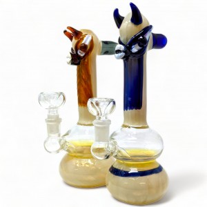 8" Fumed Glass Majestic Beauty Round Flask Water Pipe - [RKD50]