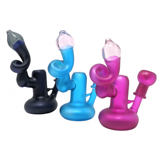 6" Twisted Mouth Pc Frosted Color Dry Herb Bubbler Assorted Colors [RKGS9]