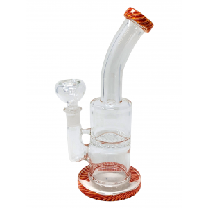 8.5" HoneyComb Perc Assorted Color Twisted Rim Art Water Pipe [SAJ03]