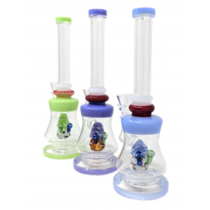 11" Assorted Slyme Color Rim Mushroom Perc Water Pipe [SAJ11]