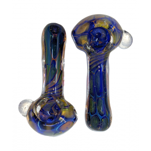 3.5" Gold Fumed Art Double Glass Hand Pipe (Pack of 2) [SG2534]