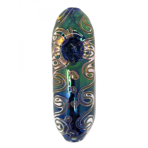 5" Gold Fumed Art Double Glass Hand Pipe [SG2943]