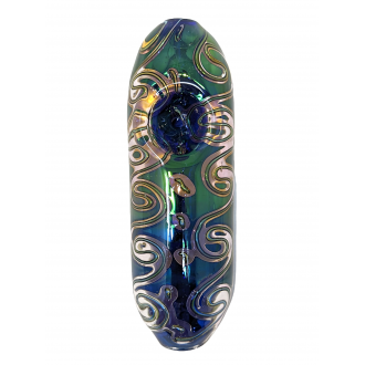 5" Gold Fumed Art Double Glass Hand Pipe [SG2943]