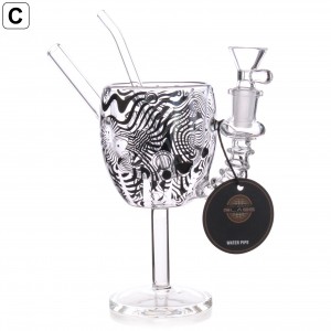 On Point Glass - 7" Wine Glass Water Pipe with Double Side Designs