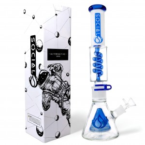 Social Glass - 13.5" Nyx Spiral Coil Perc Beaker Water Pipe [A-06]
