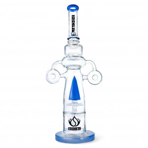 Social Glass - 17.5" Double Donut Bliss Awaits W/ Inline & Sprinkler Perc Water Pipe [A277]