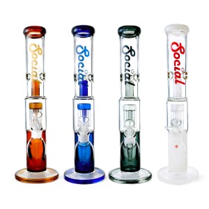 Social Glass - 15" Inhale The Essence Of Nature W/ Tree Perc Cylindrical Water Pipe [CY004]