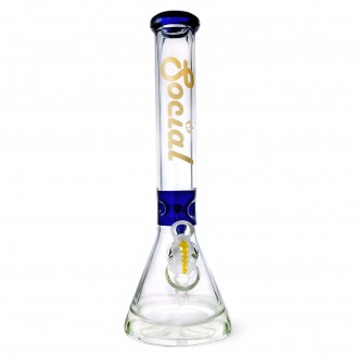 Social Glass - 15.5" Branding Brilliance In A Clear Glass Beaker Water Pipe - [CY008]