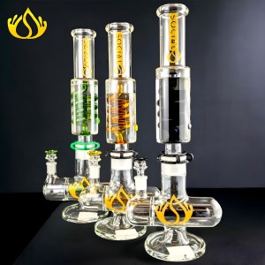 Social Glass - 16.5" Glycerin Filled Freezable Coil Perc & Inline Perc Water Pipe - [MK-02]