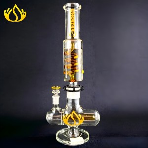 Social Glass - 16.5" Glycerin Filled Freezable Coil Perc & Inline Perc Water Pipe - [MK-02]