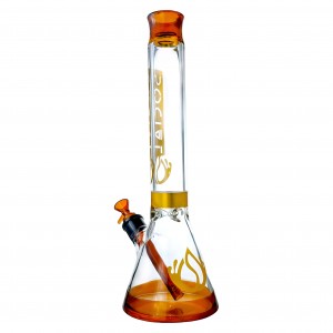 Social Glass - 15.5" A Touch Of Class In Every Sip Ice-Pinch Beaker Water Pipe - [MK-05]