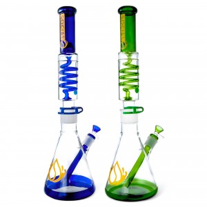 Social Glass - 18" Glycerin Freezable Coil Detachable Beaker Water Pipe - [MK-06]