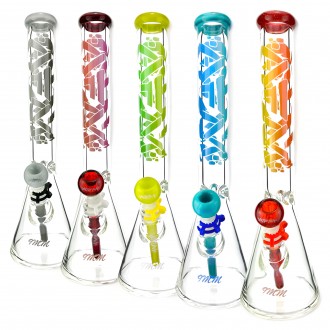 18" AFM Phoenix 9mm Clear Glass Beaker Bong Bundle Set Water Pipe*