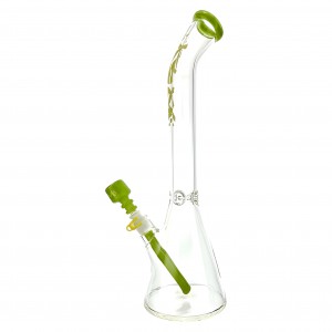 18" AFM Wavy Bent Neck 7mm Colored Lip Glass Beaker Bong Bundle Water Pipe*