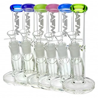 8" AFM Glass Colored Lip Clear Mini Straight Tube Beaker Water Pipe*