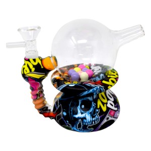 4.5" Graffiti Theme Globe Silicone Water Pipe - Assorted