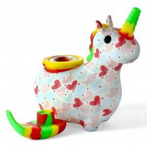 5" Heartful Unicorn Silicone Water Pipe (Assorted)