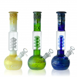 12" Coil Perc Color Tube Fumed Art Water Pipe