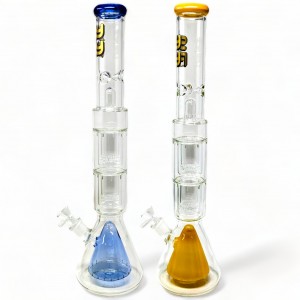 21" SYFY Glass Double Upside Down Perc Double beaker Water Pipe - [WP-2214] 