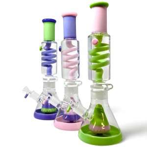 12.5" Chilled Slime Colors Freezable Coils Beaker-in-Beaker Water Pipe - [WP-2660]