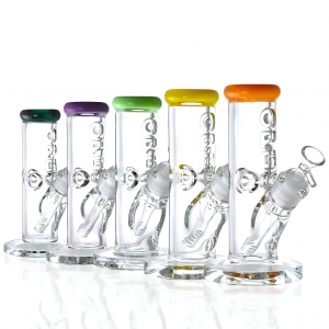 On Point Glass - 8" 9mm Logo Embossed Ice-Pinch Straight Tube Water Pipe