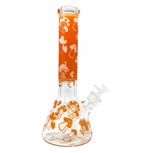 14" Glow In The Dark Mushroom Art Beaker Water Pipe - [WP0415-57C]