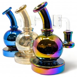 5.5" Flow With Elegance The Spherical Sipper Electroplated Water Pipe W/Quartz Banger - [WP8]