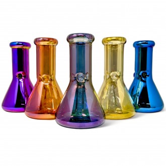 6.5" Metallic Majesty: Electroplated Beaker Water Pipe - [WP9401]