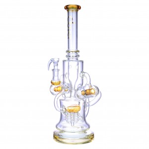 Clover Glass - 16" Multi Chamber Double Inline Perc Rcycler Water Pipe