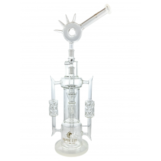 High Point Glass - 19.5" Spiked Donut Art W/ Sprinkler & Tree Perc Ice-Pinch Recycler [WPA-46]