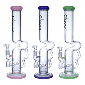 Clover Glass - 15" 1- Kink Zong Inline Perc Bong