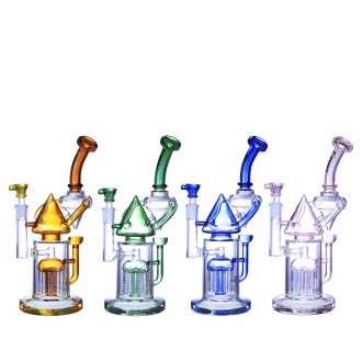 Clover Glass - 12" Glass Pyramid Tree perc Water Pipe