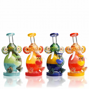 Lookah Glass - 8" Trunk Up & Blaze On Elephant Water Pipe