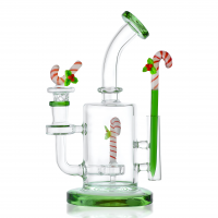 8.5" Festive Candy Cane Themed Glass Water Pipe