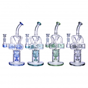 Clover Glass - 10.5" Drumstrorm Showerhead Perc Recycler Water Pipe