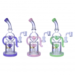 Clover Glass - 10" Dual Heart Matrix Perc Recycler Bong