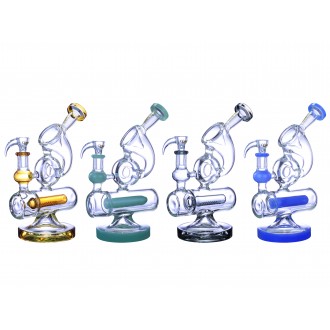 Clover Glass - 9" Twisted Neck Donut Inline Perc Water Pipe