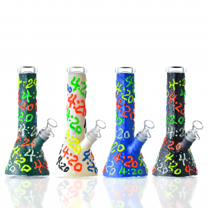 9.8" '420' Vibes Elevated Glow-in-the-Dark Beaker Clay Water Pipe [WSG5553]