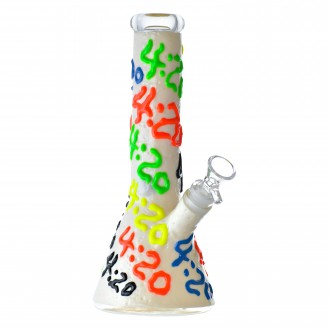 9.8" '420' Vibes Elevated Glow-in-the-Dark Beaker Clay Water Pipe [WSG5553]