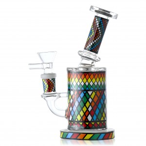 6.5" Vibrant Grid Pattern Matrix Perc Water Pipe