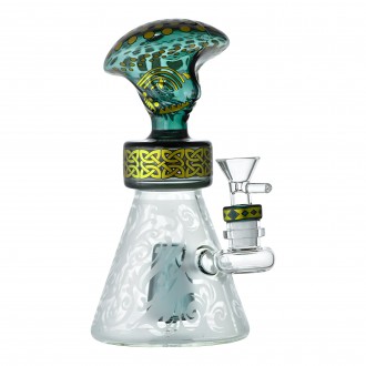 7" Celtic Tribal Sandblasted Showerhead Perc Beaker Water Pipe