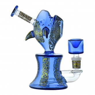 6" Tribal Shark Showerhead Perc Water Pipe 