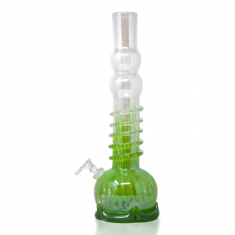 16" Wave Neck W/ Wrap Soft Glass Waterpipe - Glass On Glass [Y138G]