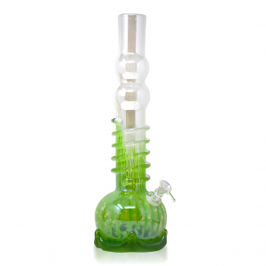 16" Wave Neck W/ Wrap Soft Glass Waterpipe - Glass On Glass [Y138G]