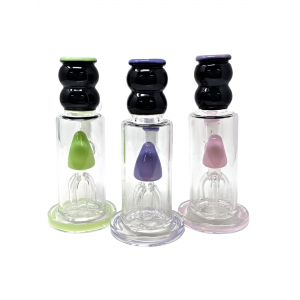 7" Slyme Art Black Tube Shower Perc Double Rim Art Water Pipe [ZD188]