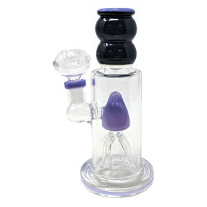 7" Slyme Art Black Tube Shower Perc Double Rim Art Water Pipe [ZD188]