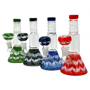 6" Rake Base Rim Neck Beaker Water Pipe Rig - [ZD232]